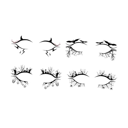 LRXIYODE 4 Paare Halloween Eyeliner Sticker mit Spinne und Fledermaus Selbstklebende Langlebige Augen Make Up Aufkleber Abnehmbar und Sicher für Party und Kostüm Dekoration von LRXIYODE