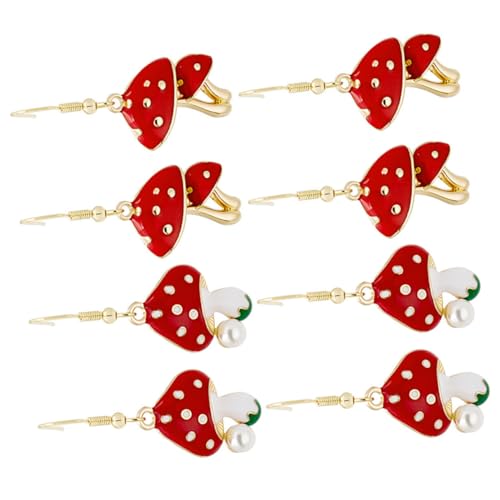 LRXIYODE 4 Paare Pilz Ohrringe Damen Hängend Kreative Baumelnde Tropfen Ohrschmuck Modisch Geschenkidee Alltag Party Schmuck von LRXIYODE