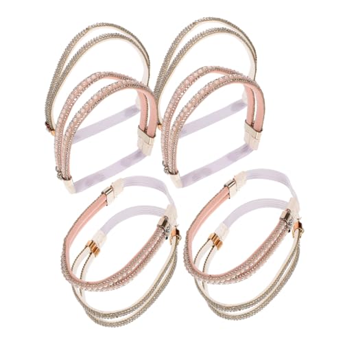 LRXIYODE 4 Paare Strass High Heels Schuhriemen Elastische Abnehmbare Glänzende Bands Verstellbare Dekorative Perlenbänder Für Sandalen Damen Slipper Lockerung Zubehör von LRXIYODE