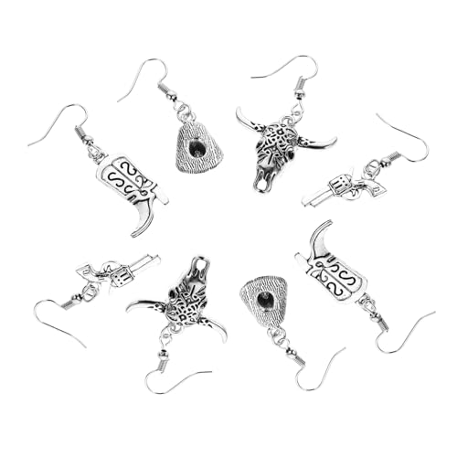 LRXIYODE 4 Paare Western Boho Ohrringe Cowboy Hut Stiefel Hänger Ohrringe für Damen Stilvolle Dangle für Besondere Anlässe von LRXIYODE
