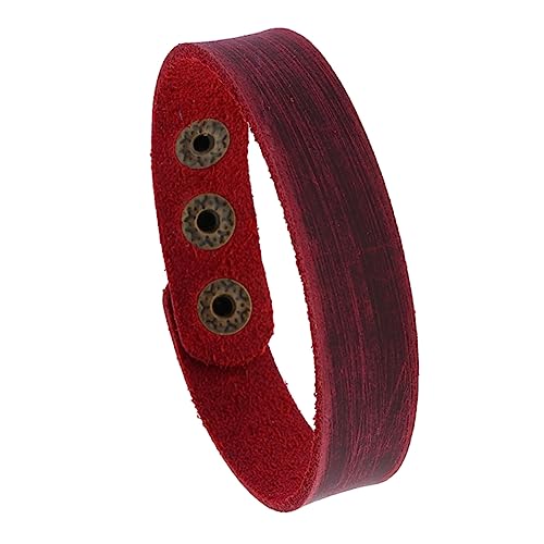 LRXIYODE 4 STÜCKE DIY Rindsleder Armband Einfache Handkette für Unisex Handgelenkschmuck Atmungsaktive und Bequeme Armbänder für Alltag Retro Rot von LRXIYODE