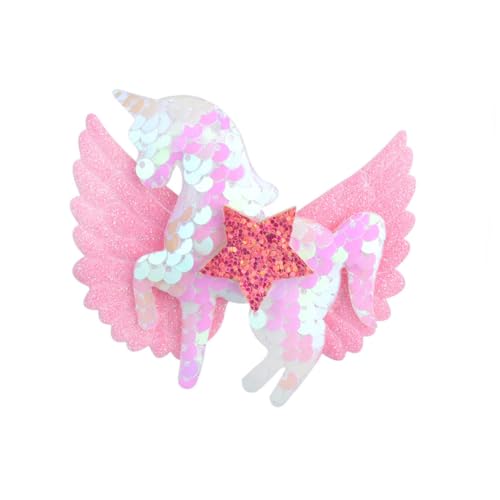 LRXIYODE 4 STÜCKE Teiliges Einhorn Haarclip für Mädchen Glitzernde Stoffspangen mit Stern und Schmetterlingsflügel Design Sicherer Halt Vielseitiger Haarschmuck für Junge Mädchen von LRXIYODE