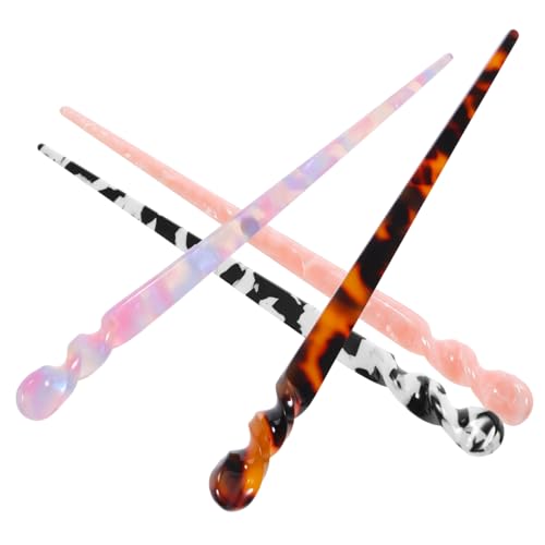 LRXIYODE 4 Stück Chinesische Haarnadeln Kunststoff Haarschmuck Blumenmuster Haarschieber für Damen und Mädchen Langlebige Formstabile Haarstäbchen für Dutt Cosplay Partys und Alltag von LRXIYODE