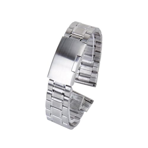 LRXIYODE 4 Stück Edelstahl Uhrarmband mit Geradem Ende Robuste Glieder Silberfarben Langlebig Klappverschluss mit Druckknopf Dicke Inklusive Federstegen von LRXIYODE