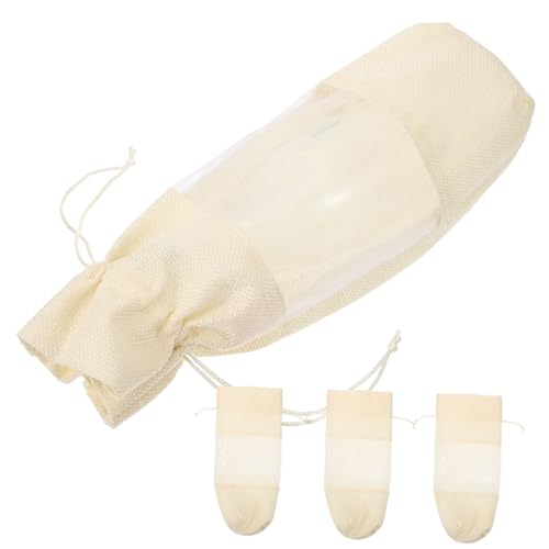 LRXIYODE 4 Stück Flaschentasche Verpackungsbeutel für Weinflaschen Packsäcke Sackleinen Abdeckung Weinverpackungsbeutel Weinbeutel Stofftaschen Wickeln Hochzeit Flasche Tasche Leinen- Beige von LRXIYODE