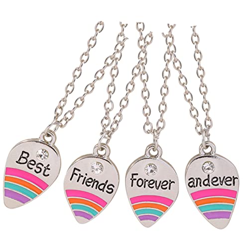 LRXIYODE 4 Stück Freundschafts Halskette für Mädchen Bunte Rainbow Kette für Freunde Schwestern Graduierung Langlebiges Material Kreatives Design für Geburtstage und Feiertage von LRXIYODE