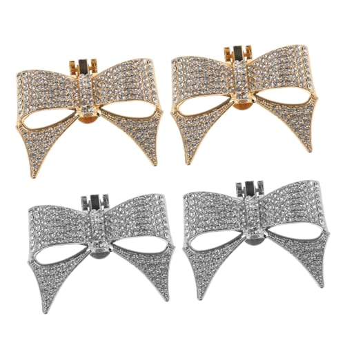 LRXIYODE 4 Stück Glitzernde Schuhclips für Pumps mit Rhinestone Schleifen Design Abnehmbare Schuhdekoration für Damen Hochzeits und Partyzubehör Geeignet für Absätze und Flats von LRXIYODE