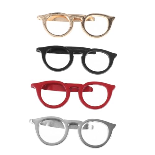 LRXIYODE 4 Stück Krawattenklammer für Herren Modische Brillen design Klammern in Rot Gold Schwarz Silber Langlebig Vielseitig für Anzug Hemd Krawatte Business und Party von LRXIYODE