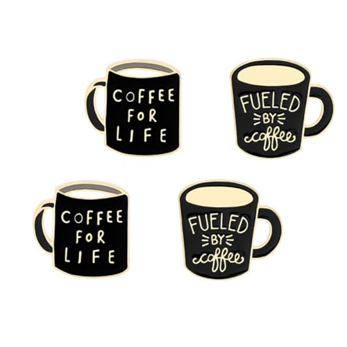 LRXIYODE 4stücke Kaffeetassen-anstecker Legierung Brosche Brustnadel Kleidungszubehör Mode Abzeichen Pin Für Schals Hüte von LRXIYODE
