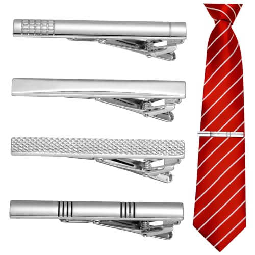 LRXIYODE 4 Stück Kupfer Krawattenklammer Set Teilig Herren Robuste Necktie Clips für Business und Hochzeit Kompakt Leicht Vielseitig Passende Anzug Accessoires für Vater und Herren von LRXIYODE