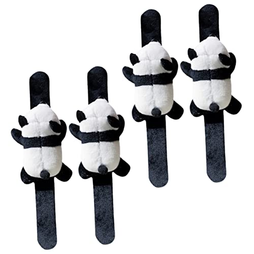 LRXIYODE 4 Stück Plüsch Panda Slap Armband Kuscheliges Patting Hand Band Niedliches Stofftier Armband für Jungen und Mädchen von LRXIYODE