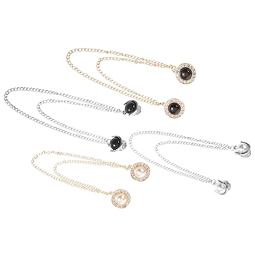 LRXIYODE 4 Stück Pullover Clips mit Ketten Broschen für Kragen und Cardigans Langlebige und Dekorative Kleidungsklammern für Verschiedene Outfits und Anlässe von LRXIYODE