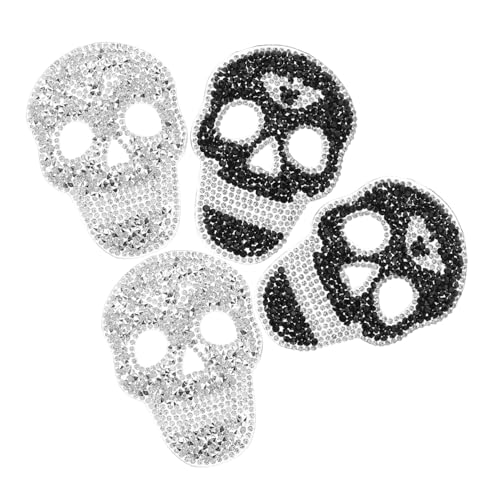 LRXIYODE 4stücke Schädel Strass Aufnäher Halloween Patches Für Kleidung Taschen Hüte Hochwertige Hotfix Flicken Aus Langlebigem Für Kreative Reparaturen Und Individuelle Gestaltung von LRXIYODE