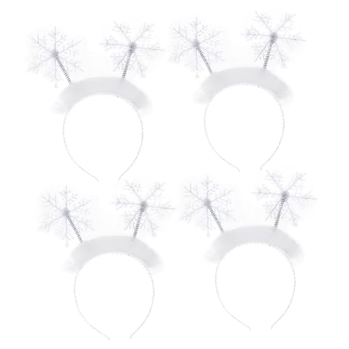 LRXIYODE 4 Stück Schneeflocken Haarreif Weihnachts Haarschmuck mit Federn Damen Haarband für Party Cosplay Festtage von LRXIYODE