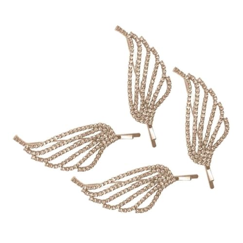 LRXIYODE 4 Stück Strass Haarspangen Goldene Engelsflügel Haarklammern Eleganter Haarschmuck für Braut Party Hochzeit Karneval Festliche Looks für Damen und Mädchen von LRXIYODE
