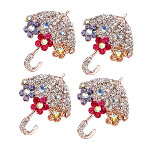 LRXIYODE 4 Stück Strass Regenschirm Broschen Anstecknadeln Damen Stilvolle Bling Lapel Pins für Schals Kleidung Hüte und Rucksäcke Kompakt Leicht Vielseitig für Alltag und Besondere Anlässe von LRXIYODE