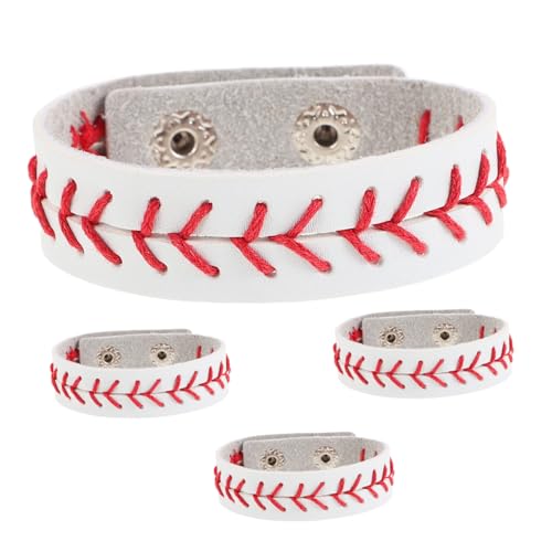LRXIYODE 4 Stück Teiliges Baseball armband Pu wachskordel Verstellbar Geflochten Sportliches Freundschaftsarmband Jungen Mädchen Stylisches Baseball schmuckstück für Erwachsene von LRXIYODE