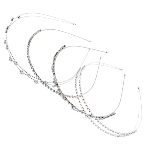 LRXIYODE 4 Stück Teiliges Braut Haarreif mit Funkelnden Strasssteinen Vielseitig Stylbar für Hochzeit Party und Formelle Anlässe Minimalistisches Design Eleganter Kopfschmuck für Damen von LRXIYODE