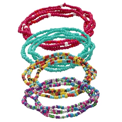 LRXIYODE 4 Stück Teiliges Bunte Perlen Bauchkette Leicht Vielseitig Tragbar Langlebige Taillenkette für Strand Bikini Sommermode Frauen Mädchen von LRXIYODE