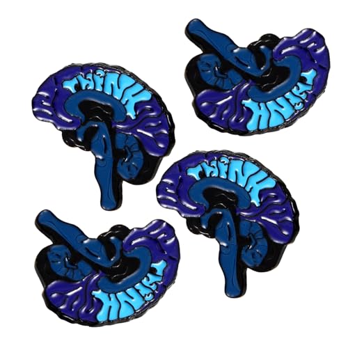 LRXIYODE 4 Stück Teiliges Cartoon Gehirn Broschen Legierte Anstecknadeln für Kleidung Niedliche Humanbrain Förmige Pins Corsage Dekoration Auffälliges Accessoire in Blau von LRXIYODE