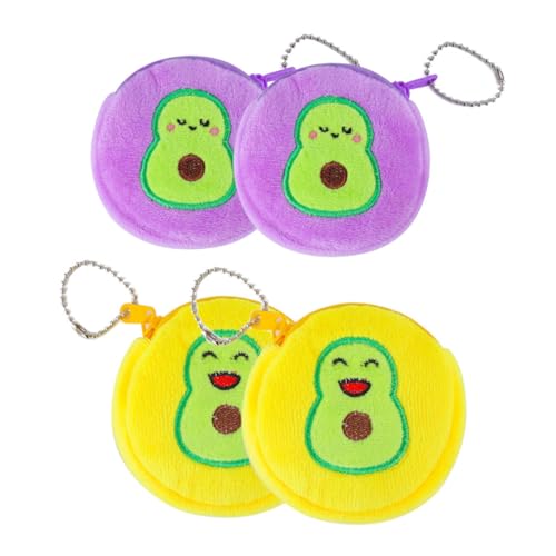 LRXIYODE 4 Stück Teiliges Cartoon Ohrhörer Plüsch Tasche Süße Avocado Münzbeutel für Mädchen Tragbare Geldbörse für Kopfhörer Kleingeld Schlüssel für Reisen und Alltag von LRXIYODE