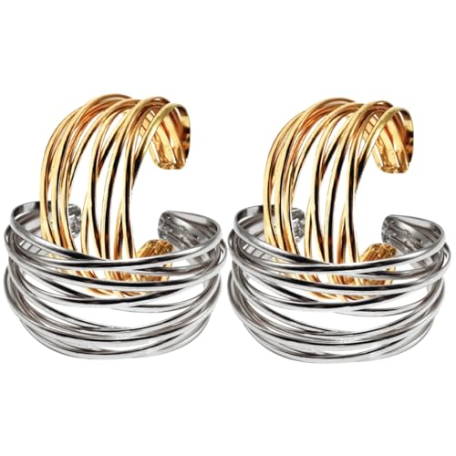 LRXIYODE 4 Stück Teiliges Damen Armband Metall Offen Verstellbar Mehrlagig Punk Stil Festival Schmuck in Gold und Silber von LRXIYODE