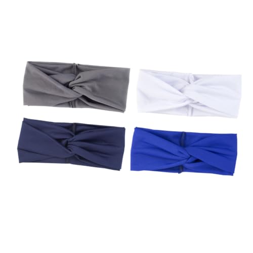 LRXIYODE 4 Stück Teiliges Damen Stirnband Elastische Warme Spandex Haarbänder in Weiß Dunkelgrau und Royalblau Vielseitig Tragbare Kopfbänder für Herbst Outdoor Sport und Alltag Geeignet von LRXIYODE