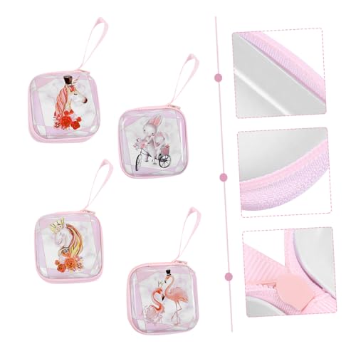 LRXIYODE 4 Stück Teiliges Einhorn Münzbeutel Bunte Süße Kleine Geldbörse für Mädchen Leichte Kompakte Handtasche Vielseitig für Alltag Reise Shopping Geeignet von LRXIYODE