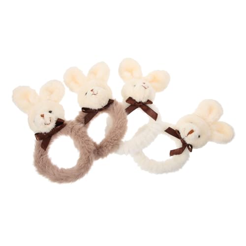 LRXIYODE 4 Stück Teiliges Elastische Haargummis mit Süßem Plüsch Hasenmotiv Weiche Haarbänder Vielseitig für Mädchen Frauen Geeignet für Partys Weihnachten Hochzeit von LRXIYODE