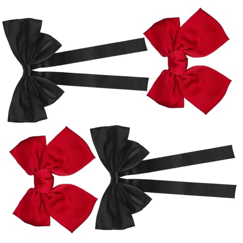 LRXIYODE 4 Stück Teiliges Große Schleifen Haarklammern aus Satin in Rot und Schwarz Stilvolle Haarspangen für Damen Mädchen Stilvolle Haarschleifen für Besonderen Anlass von LRXIYODE