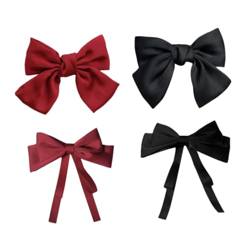 LRXIYODE 4 Stück Teiliges Große Schleifen Haarspangen Damen Bow Hair Barrettes aus Hochwertigem Legierungs und Stoffmaterial Sicherer für Dickes und Dünnes Haar Leicht Elegant für Party von LRXIYODE