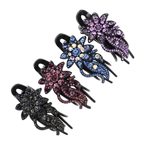 LRXIYODE 4 Stück Teiliges Haarklammer Set mit Strass Entenbill Clips für Dickes Haar Zubehör für Damen für Alltag und Besondere Anlässe Violett Dunkelblau Farbverlauf Blau von LRXIYODE