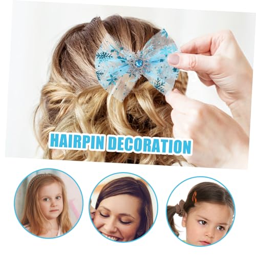 LRXIYODE 4 Stück Teiliges Haarschmuck mit Schleifen und Schneeflocken Glitzernde Haarklammern für Mädchen Eleganter Haarschmuck für Party Hochzeit und Festliche Anlässe von LRXIYODE