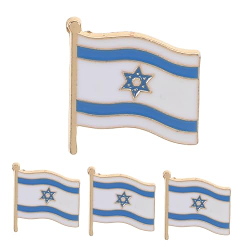LRXIYODE 4 Stück Teiliges Israel Flaggen Pin aus Robustem Stilvolle Patriotische Broschen Vielseitig für Jacken Taschen Hüte Kreative Anstecker für Partys und Souvenirs von LRXIYODE