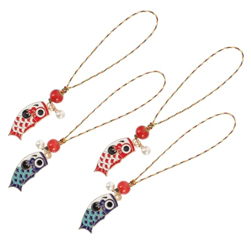 LRXIYODE 4 Stück Teiliges Japanischer Karpfenfahnen Handy und Schlüsselanhänger Vintage Stil Strapazierfähiges Material Modisches für Frauen und Freunde von LRXIYODE