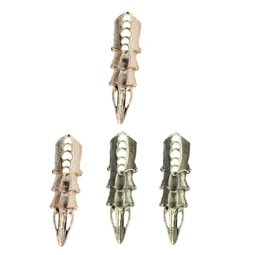 LRXIYODE 4 Stück Teiliges Knöchelring aus Robustem Metall Biegsame Stilvolle Fingerdekoration in Gold und Antikbronze Schmuckringe für Besondere Anlässe und Festivals von LRXIYODE