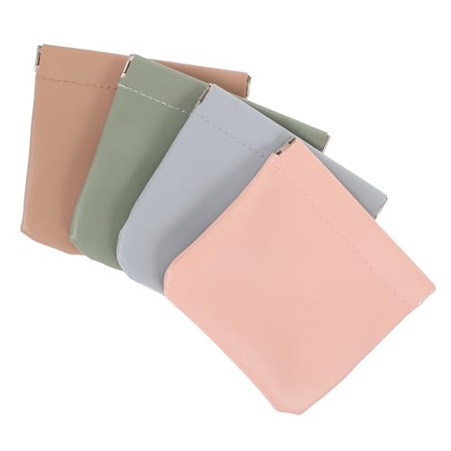 LRXIYODE 4 Stück Teiliges Kosmetiktaschen Damen Selbstschließend Kleine Schminktaschen PU Tragbare Kulturbeutel Leicht und Kompakt Für Reisen Outdoor Alltag in Khaki Grün Rosa Blau von LRXIYODE