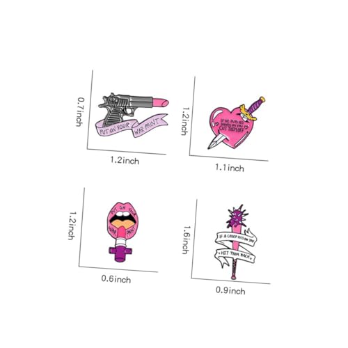 LRXIYODE 4 Stück Teiliges Kreatives Lippenstift Broschen Brosche Langlebig Modisch Feministisch für Blusen Jacken Taschen Schmuck Zubehör von LRXIYODE