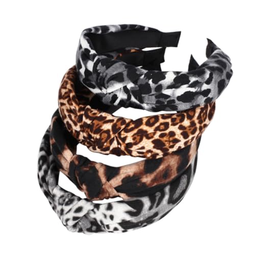 LRXIYODE 4 Stück Teiliges Leoparden Haarband Breites Stoff Haarband mit Knoten Modischer Damen Haarschmuck Langlebig und Angenehm zu Tragen Vielseitig für Alltag und Fotoshootings Geeignet von LRXIYODE