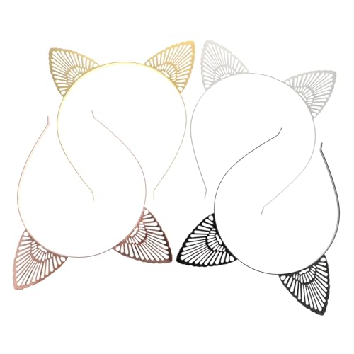 LRXIYODE 4 Stück Teiliges Metal Katzenohren Haarreif Dekorativer Leichter Kopfschmuck in Schwarz Gold Weiß und Roségold Langlebiges Metall für Halloween Cosplay und Partyzubehör von LRXIYODE