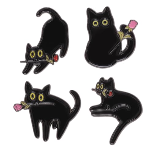 LRXIYODE 4stücke Katzendeko Broschen Metallanhänger Für Kleidung Schalnadeln Anstecknadeln Für Damen Taschen Jacken Hüte Geschenke Für Familie Und Freunde von LRXIYODE