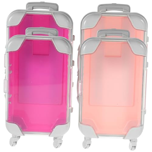 LRXIYODE 4 Stück Teiliges Mini Makeup Koffer Tragbare Leichte Aufbewahrungsbox für Falsche Wimpern und Kosmetik Kompakt Reisetauglich Pinke und Rosafarbene Kunststoffhüllen für Frauen von LRXIYODE