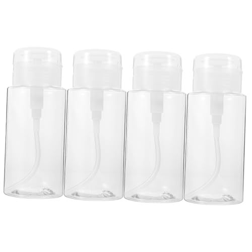 LRXIYODE 4 Stück Teiliges Nachfüllbare Nail Clean Liquid Flaschen mit Pumpspender Leichtes Reise Dispenser für Make Up Entferner und Nagellackentferner Auslaufsichere Kosmetik Aufbewahrung von LRXIYODE