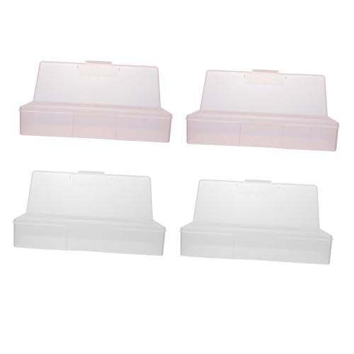LRXIYODE 4 Stück Teiliges Nagelwerkzeug Aufbewahrungsbox aus Langlebigem Halbtransparente Kleine Rechteckige Schleifwerkzeug Behälter für Maniküre Nagel Organizer für Nagelliebhaber und von LRXIYODE
