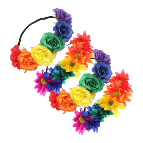 LRXIYODE 4 Stück Teiliges Regenbogenfarbene Blumen Haarbänder Brautschmuck Hochzeitsaccessoire Haarschmuck für Damen Mädchen Party Fotografie von LRXIYODE