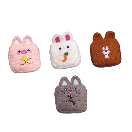 LRXIYODE 4 Stück Teiliges Sanitary Napkin Pouches mit Niedlichen Cartoon Motiven Tragbare Münztaschen und Kosmetiktaschen Vielseitig für Damenbinden Aufbewahrung Hygienisch und Kompakt für von LRXIYODE
