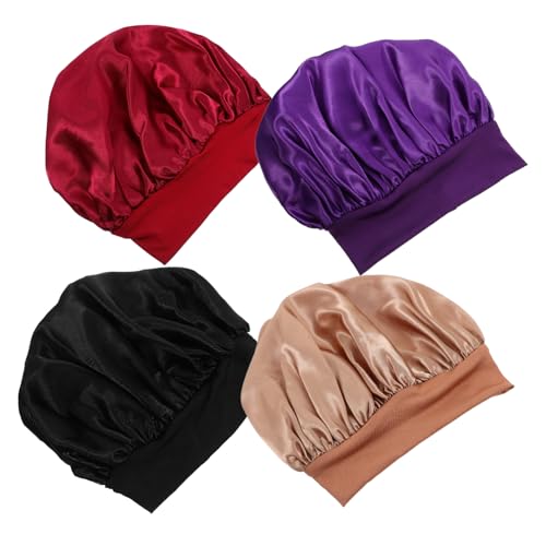 LRXIYODE 4 Stück Teiliges Schlafhauben Damen Breit Elastisch Bequeme Haarkappe für Schlaf Make Up Bad in Schwarz Weinrot Khaki Hautfreundlich Schützt Haare und Kissen Vielseitig Verwendbar LRXIYODE 4 Stück Teiliges Schlafhauben Damen Breit Elastisch Bequeme Haarkappe für Schlaf Make Up Bad in Schwarz Weinrot Khaki Hautfreundlich Schützt Haare und Kissen Vielseitig Verwendbar von LRXIYODE