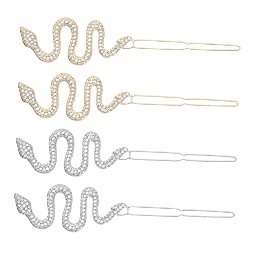 LRXIYODE 4 Stück Teiliges Schlangenförmiger Haarklammern mit Strasssteinen Haarschmuck Clips aus Legierung für Damen für Frisuren und Haarstyling Haarabdrücke von LRXIYODE