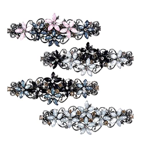 LRXIYODE 4 Stück Teiliges Set Rhinestone Haarschmuck mit Blumen Haarspangen Haarklammern für Frisuren Geeignet für Haartypen Stilvoller Haarclip für Damen von LRXIYODE