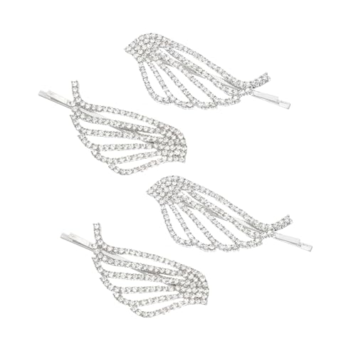 LRXIYODE 4 Stück Teiliges Silberne Flügel Haarclips mit Funkelnden Strasssteinen Glitzernde Haarklammern für Damen und Mädchen Seitliche Haarnadeln für Frisuren Festlicher Haarschmuck für von LRXIYODE